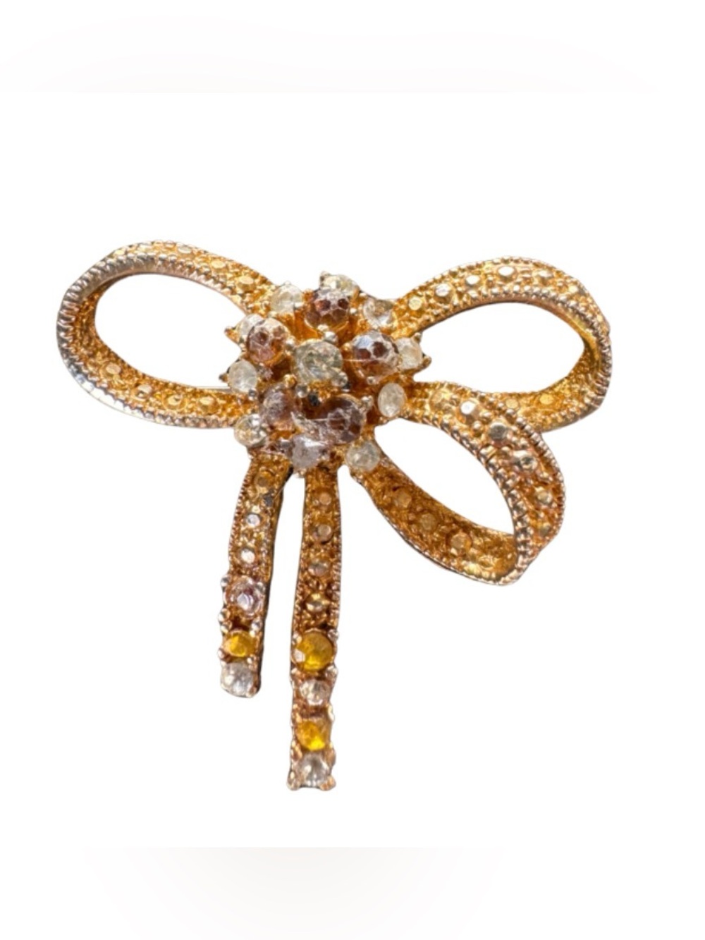 Vintage Rhinestone Bow Brooch